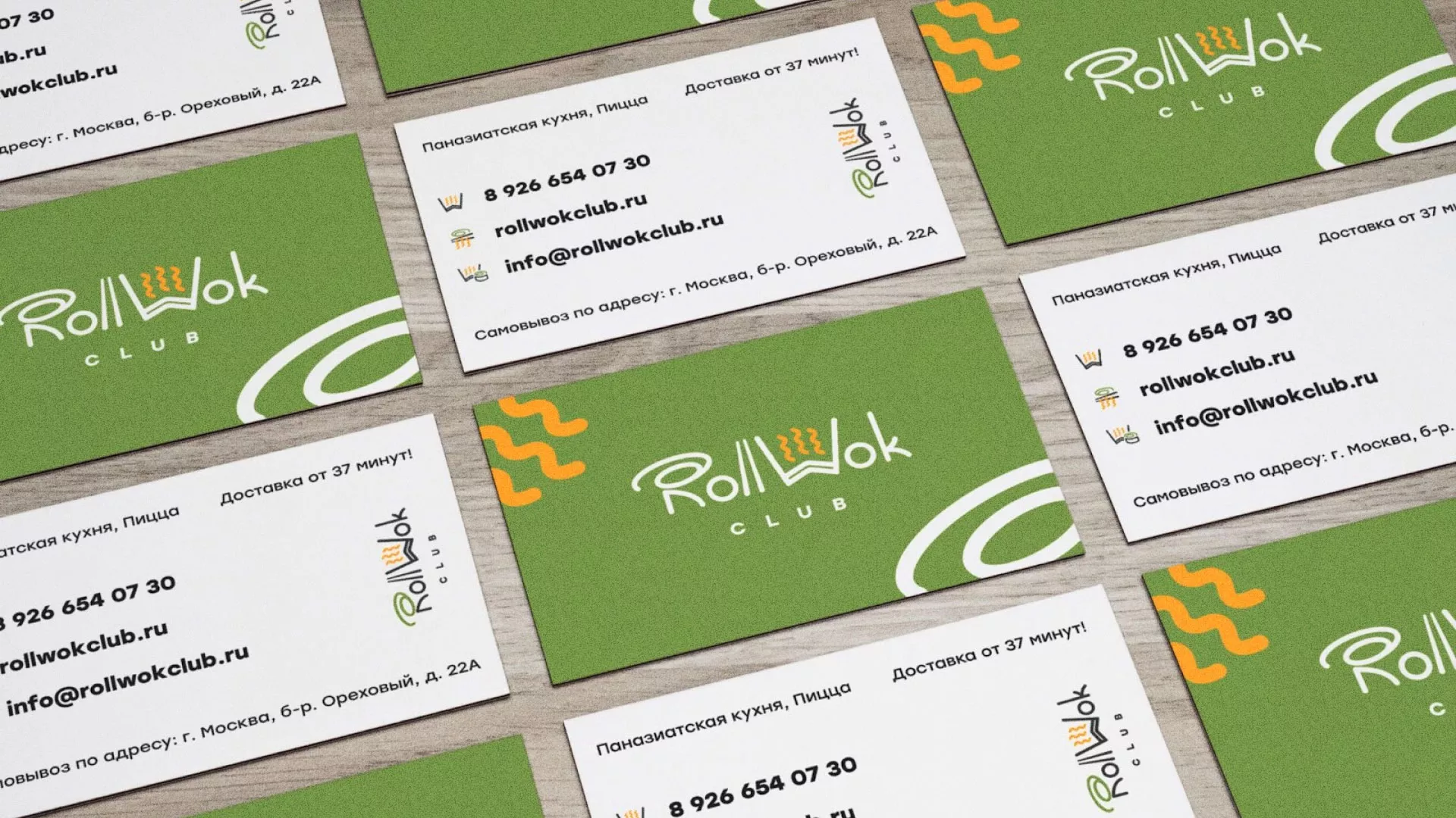 Разработка дизайна визиток суши-бара «Roll Wok Club» в Родниках